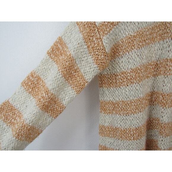 Madewell Medium Baez Pullover Sweater Striped Orange Cream Open Knit Wool Alpaca - Picture 7 of 9